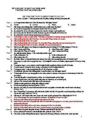 Đề thi thử Tốt nghiệp THPT môn Lịch sử năm 2017 - Trương THPT Nguyên Diêu